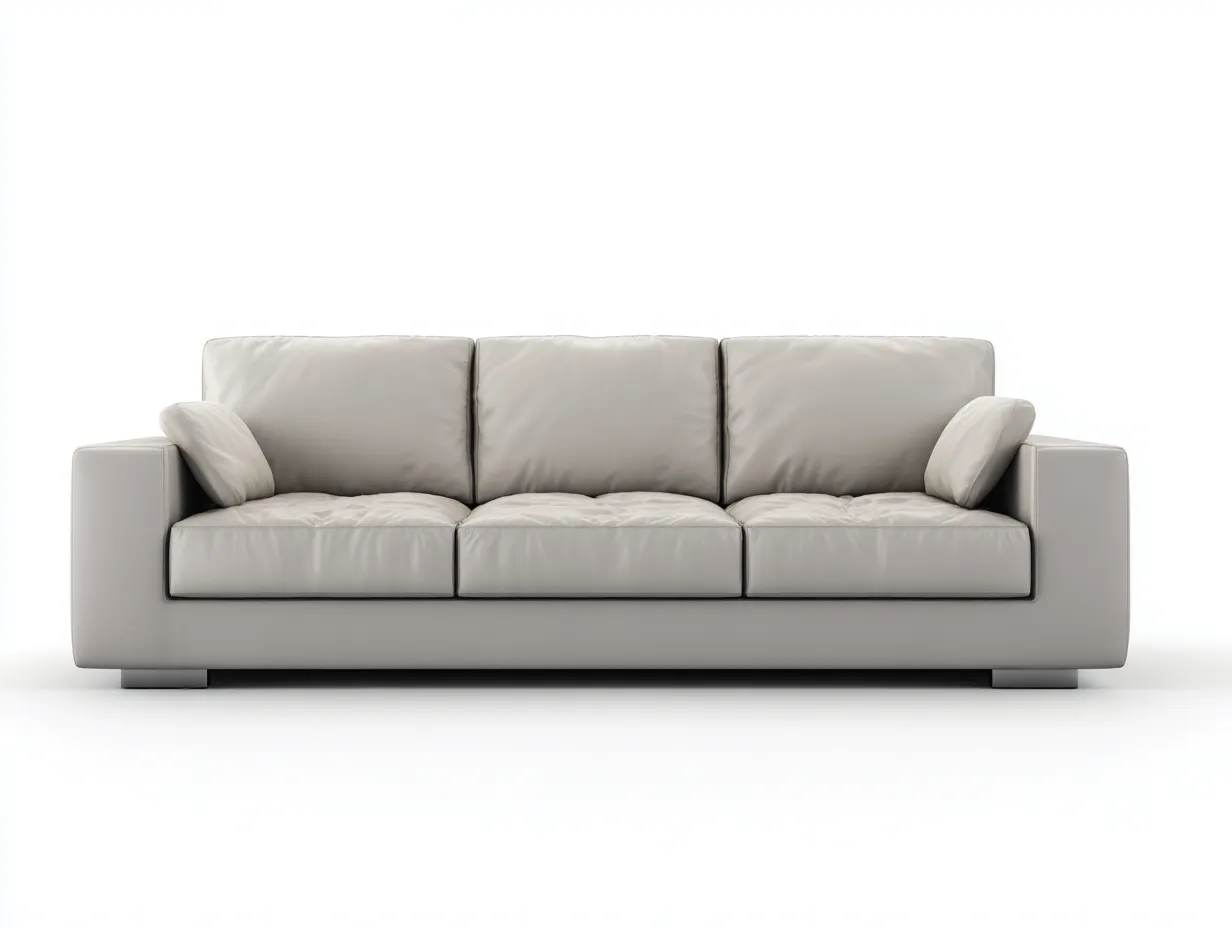 Canapé 3 places en cuir 220x95x80 cm - gris clair - design contemporain pour salon-Pineuphaus