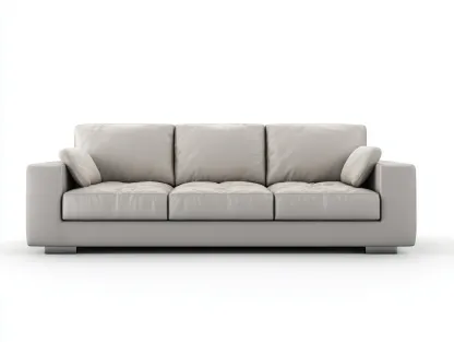 Canapé 3 places en cuir 220x95x80 cm - gris clair - design contemporain pour salon-Pineuphaus