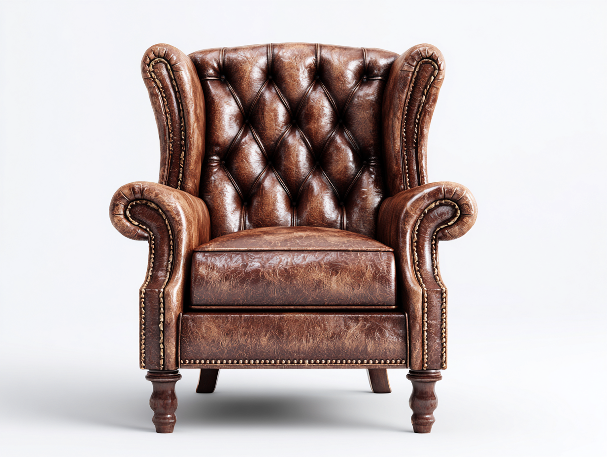 Fauteuil en cuir 90x86x104 cm - marron - style classique pour salon-Pineuphaus