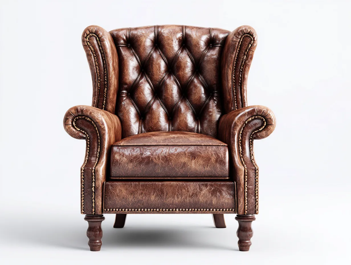 Fauteuil en cuir 90x86x104 cm - marron - style classique pour salon-Pineuphaus