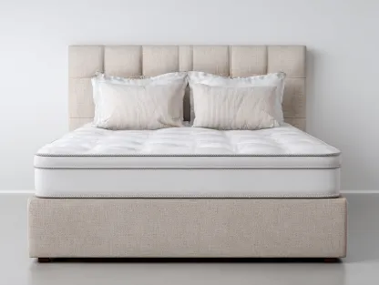 Lit double tapissé en tissu pour chambre 200x160x105 cm - beige - design contemporain-Pineuphaus