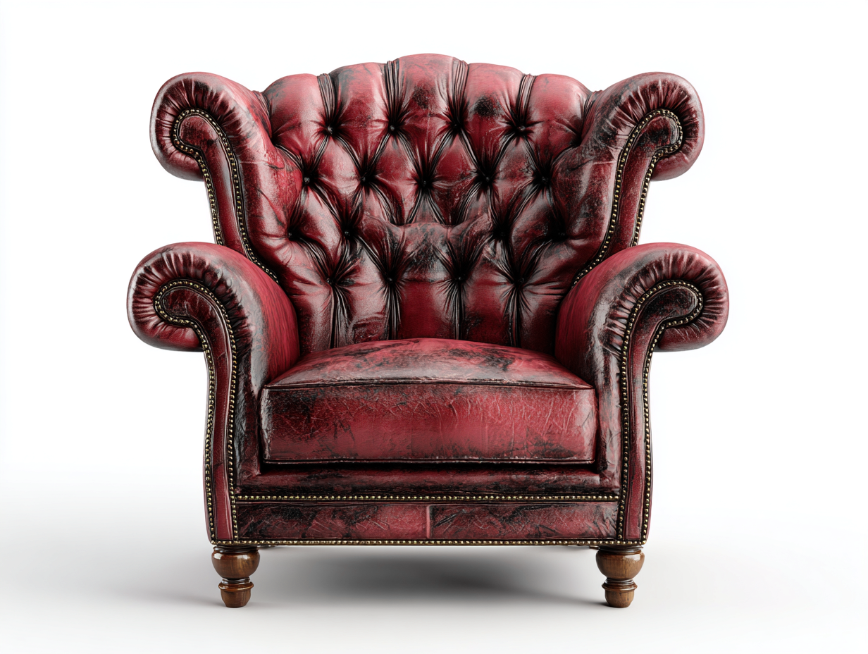 Fauteuil en cuir 92x88x102 cm - rouge foncé - style classique pour salon-Pineuphaus