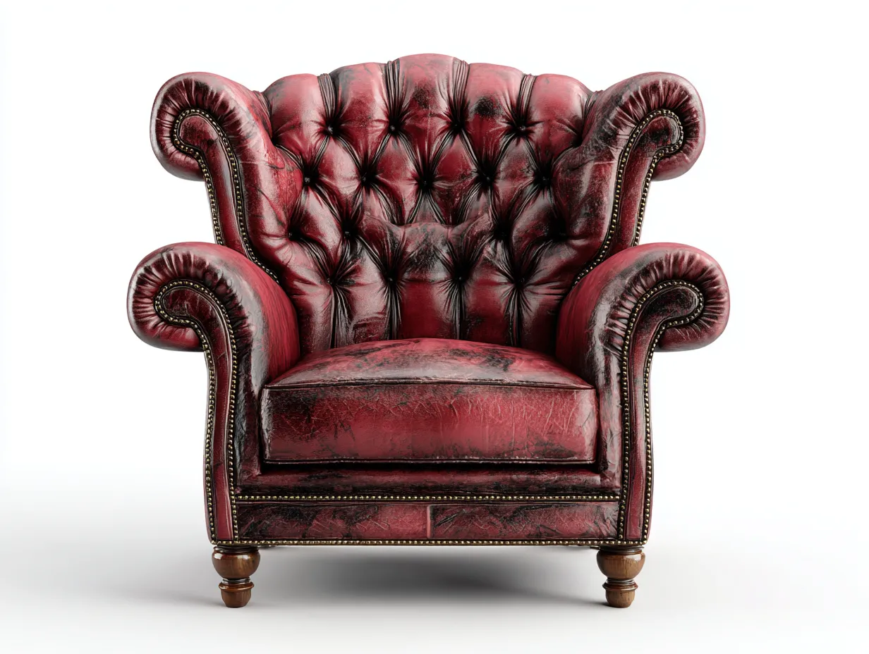 Fauteuil en cuir 92x88x102 cm - rouge foncé - style classique pour salon-Pineuphaus