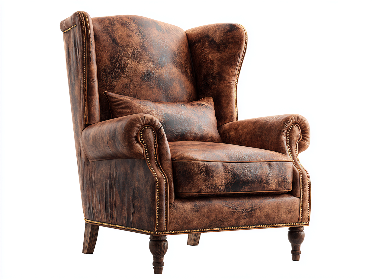 Fauteuil en cuir 92x88x108 cm - marron - style classique pour salon-Pineuphaus