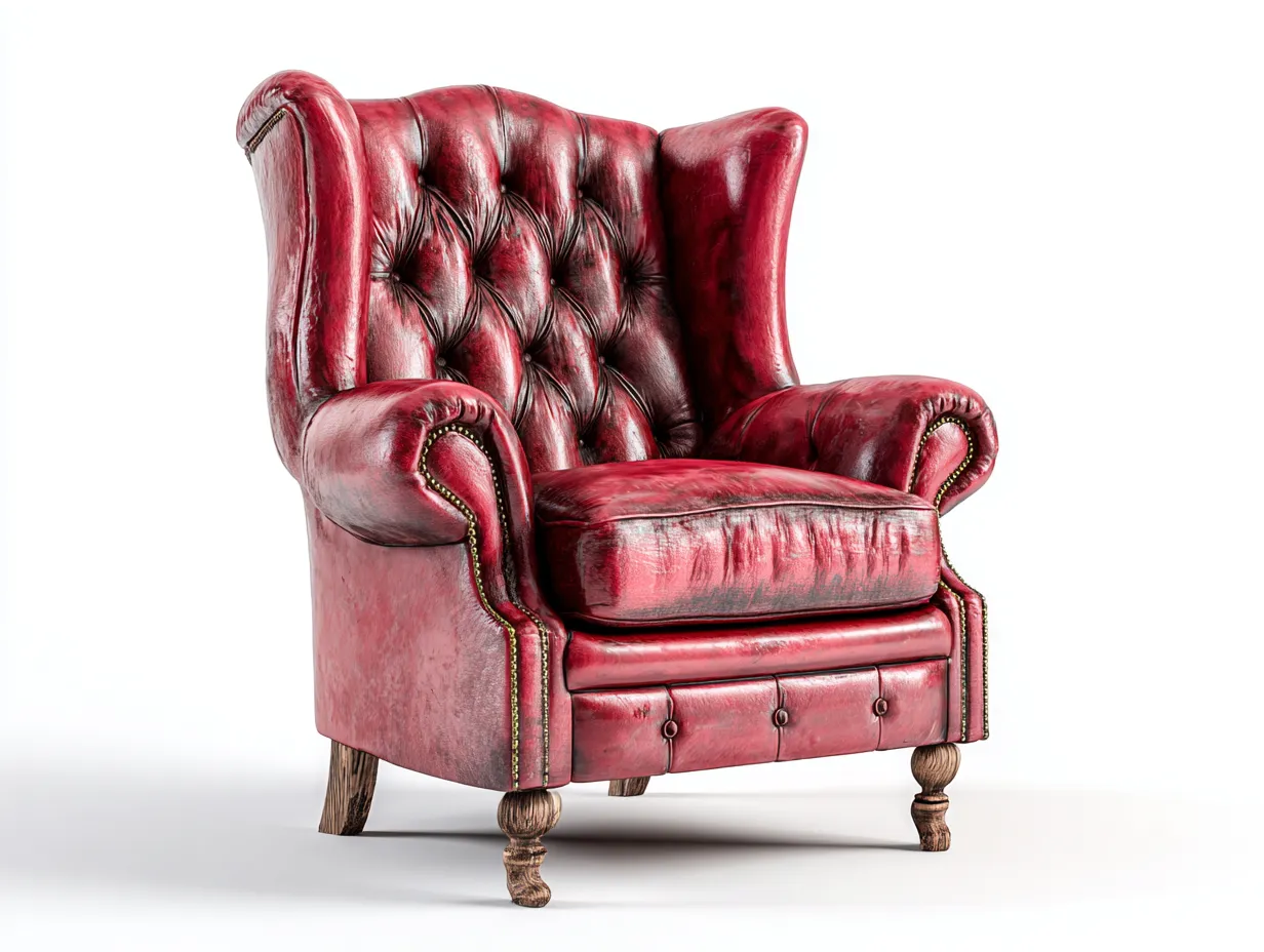 Fauteuil en cuir 92x88x102 cm - rouge foncé - style classique pour salon-Pineuphaus