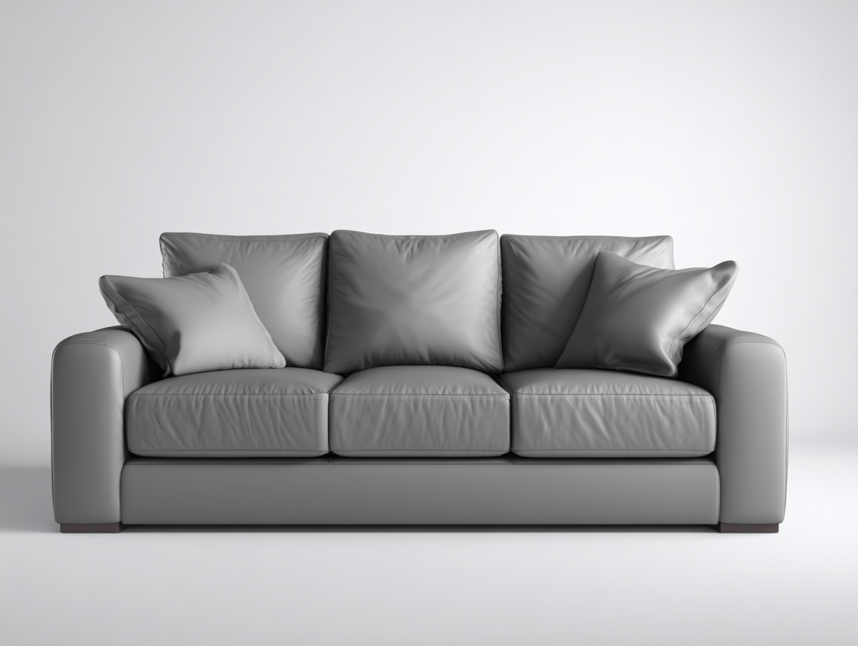 Canapé 3 places en cuir 210x92x80 cm - gris - design contemporain pour salon-Pineuphaus