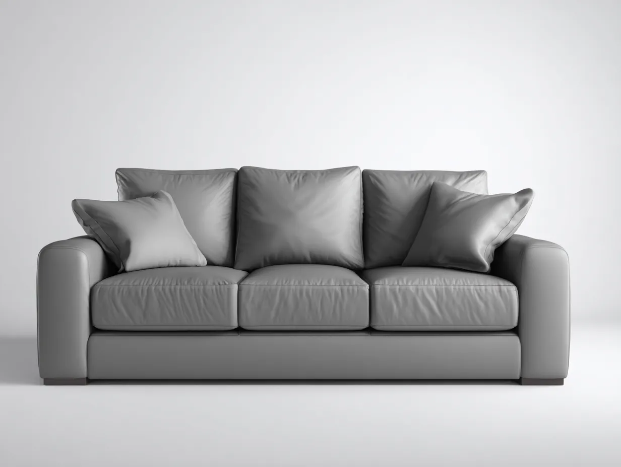 Canapé 3 places en cuir 210x92x80 cm - gris - design contemporain pour salon-Pineuphaus