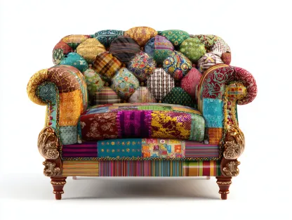 Fauteuil en velours patchwork 95x92x100 cm - multicolore - adapté au salon - style artistique-Pineuphaus