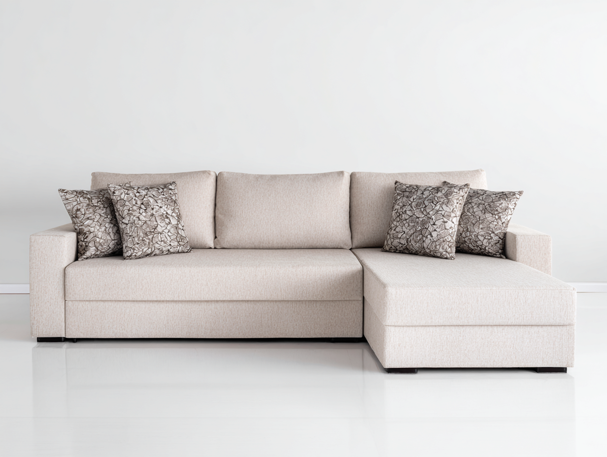 Canapé d'angle en tissu 248x158x81 cm - beige - style contemporain pour salon-Pineuphaus