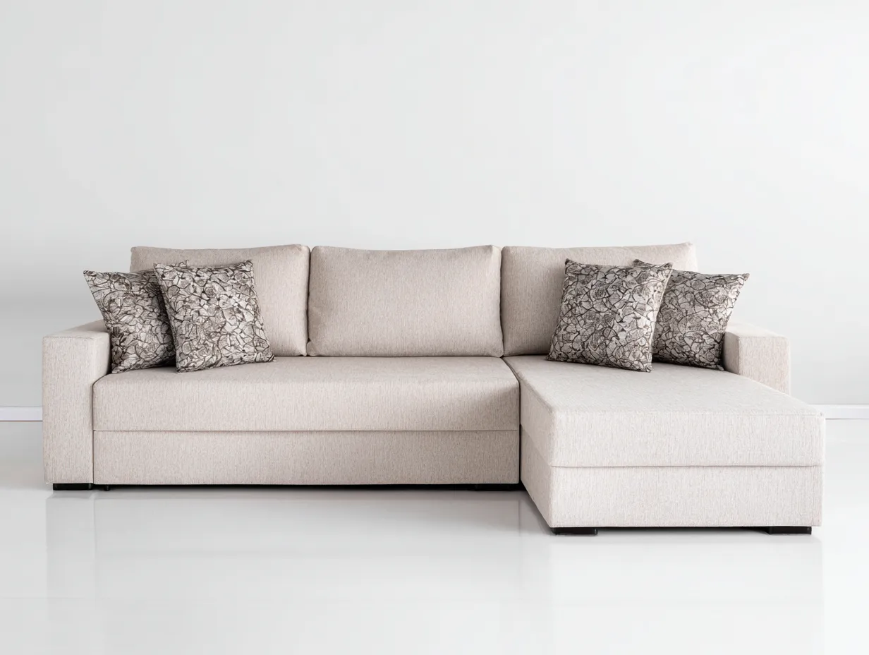 Canapé d'angle en tissu 248x158x81 cm - beige - style contemporain pour salon-Pineuphaus