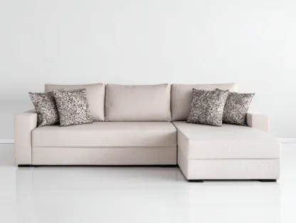 Canapé d'angle en tissu 248x158x81 cm - beige - style contemporain pour salon-Pineuphaus