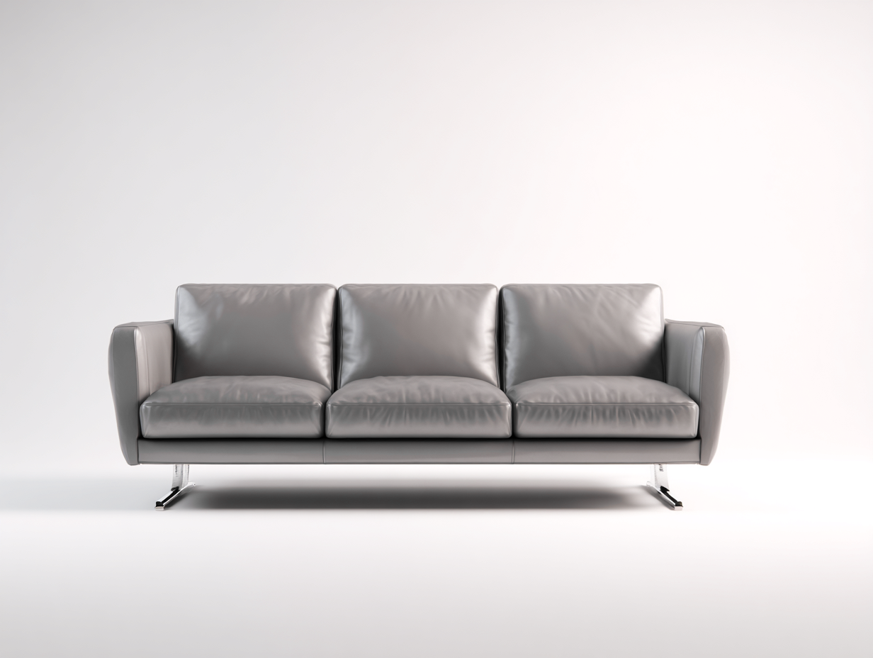 Canapé 3 places en cuir 215x90x82 cm - gris - design contemporain pour salon-Pineuphaus