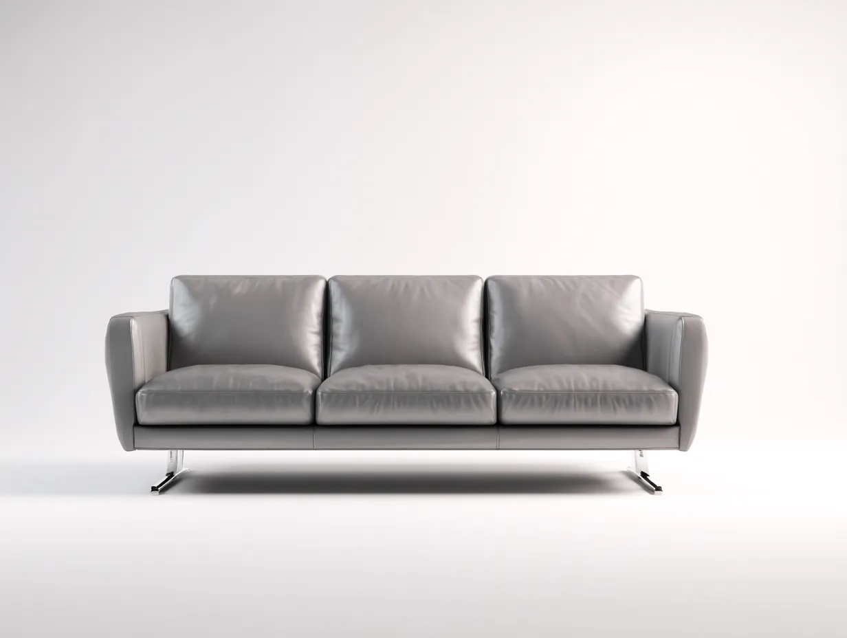 Canapé 3 places en cuir 215x90x82 cm - gris - design contemporain pour salon-Pineuphaus