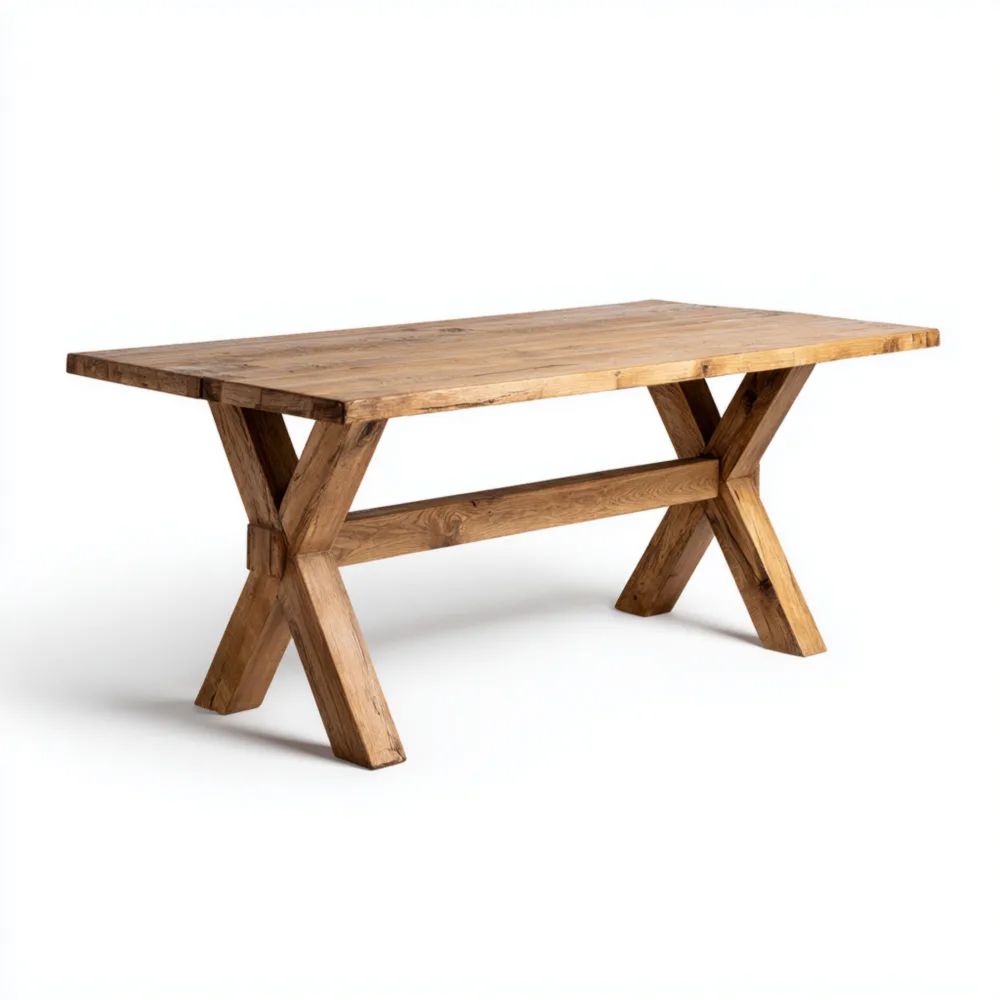 Tavolo da pranzo in legno massello 200x90x75 cm - Stile rustico