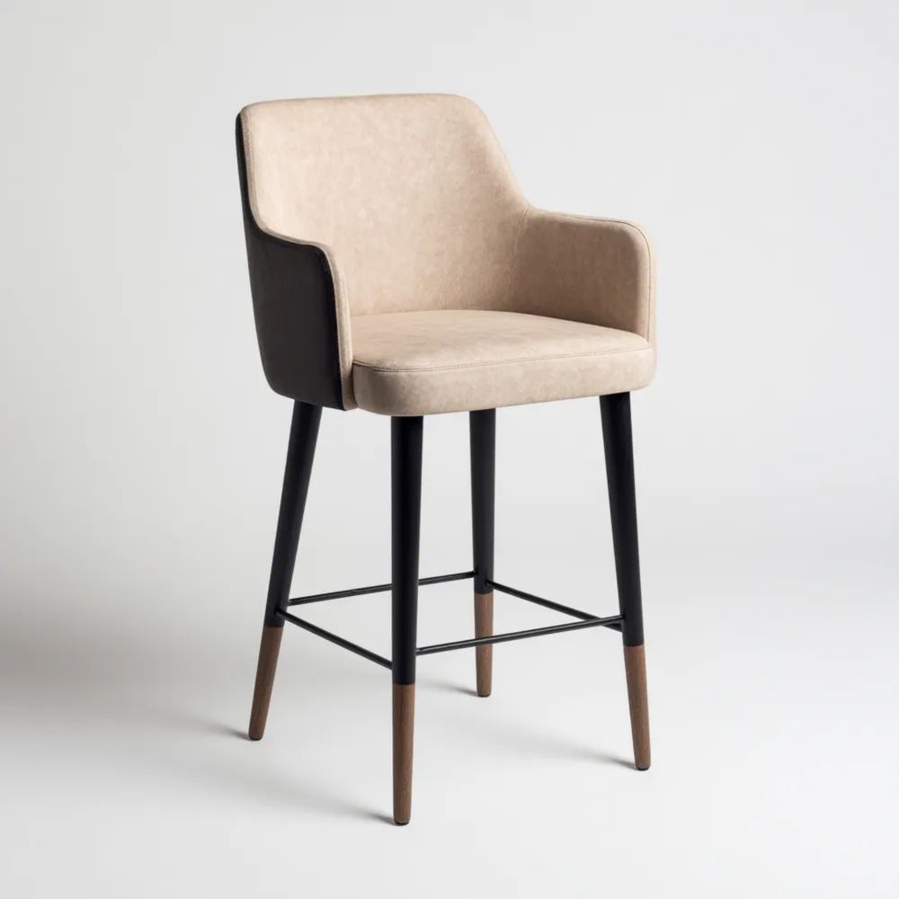 Sgabello da bar imbottito 110x55x45 cm - Beige/Nero - Design moderno
