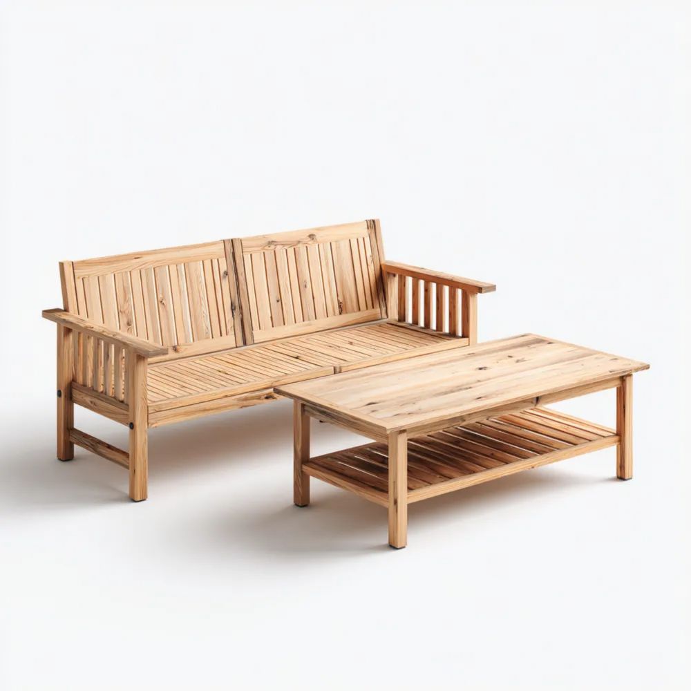 Set di divani da esterno in Legno Naturale 130x70x65 cm - Design Classico