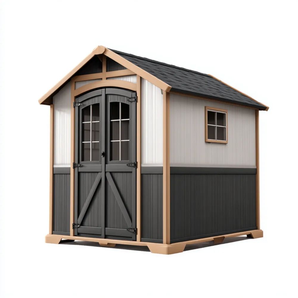 Casetta da giardino in resina 250x200x230 cm - Grigio/Nero - Design classico