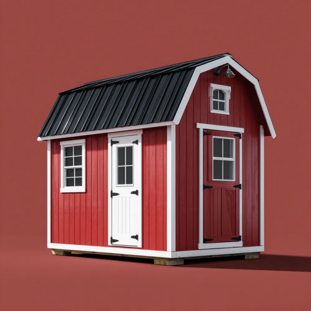 Casetta da giardino in legno 300x200x250 cm Rosso/Nero con tetto in metallo - Design rustico