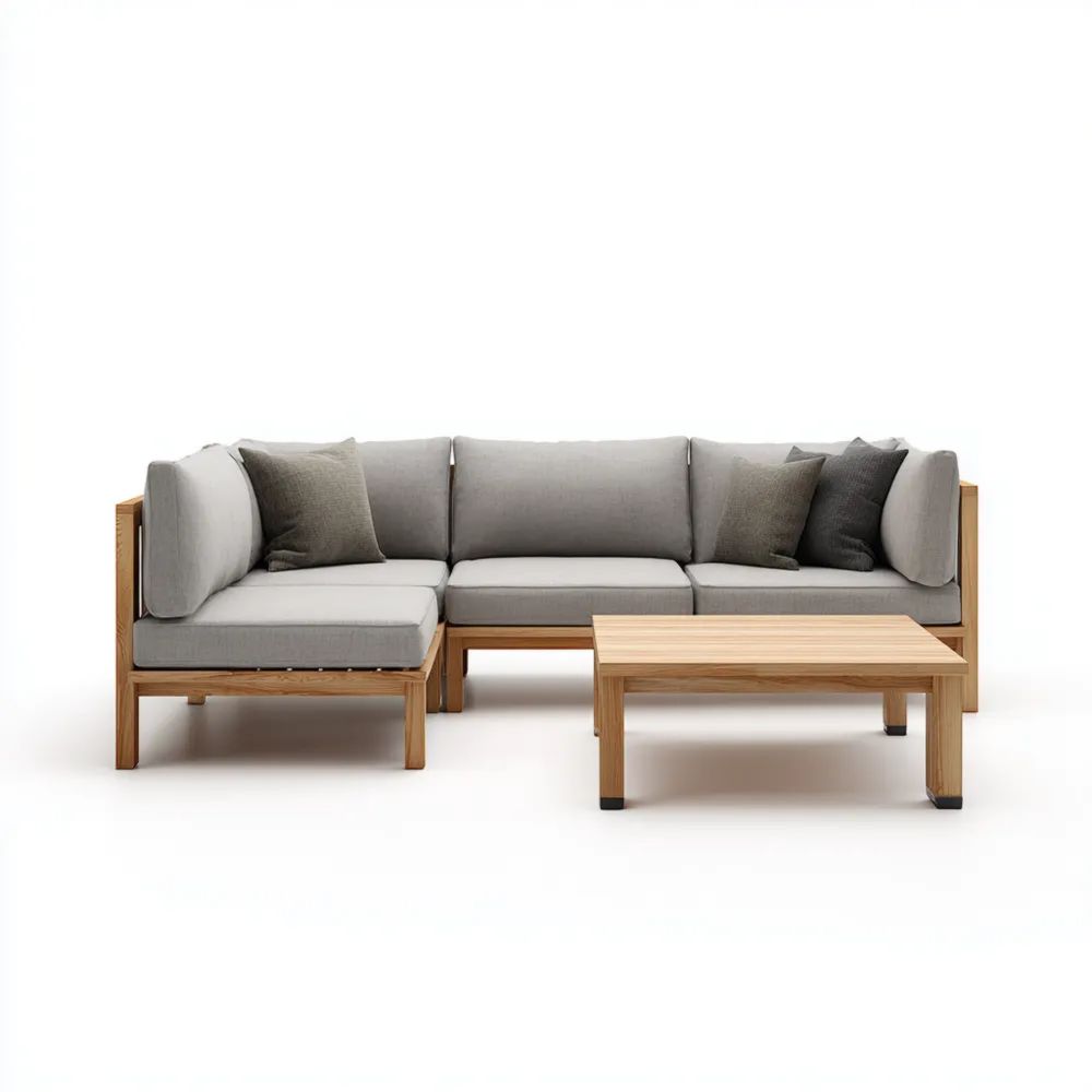 Set di divani da esterno Legno e Tessuto 250x250x75 cm – Grigio – Design Moderno