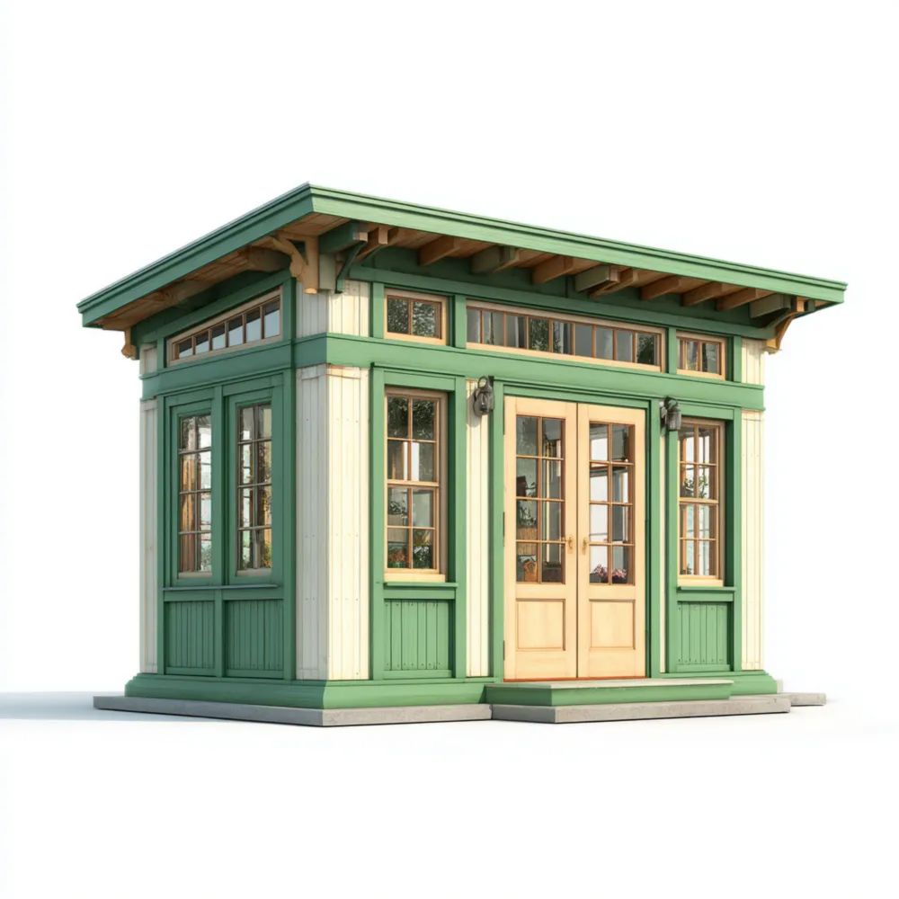 Casetta da Giardino in Legno 250x300x280 cm - Verde/Naturale - Design Classico