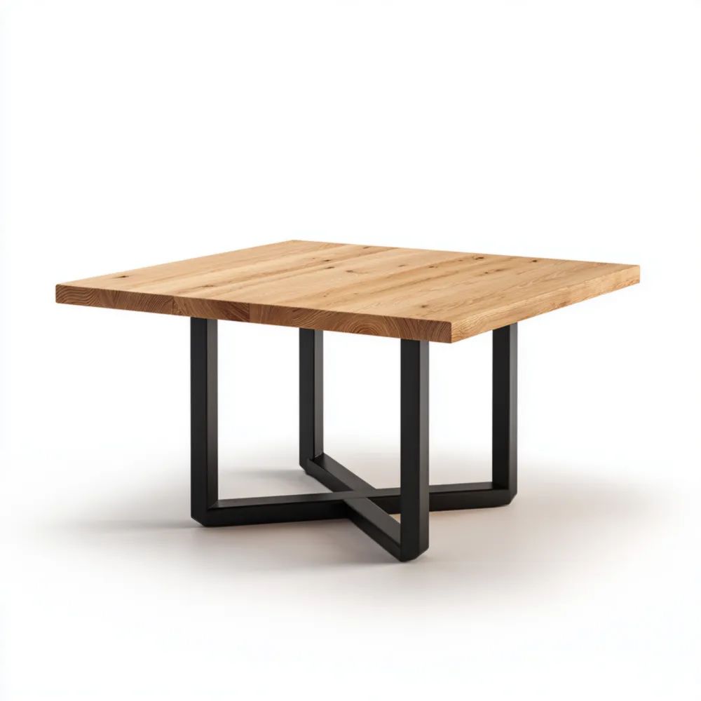 Tavolo da pranzo Quadrato in Legno e Metallo 100x100x75 cm – Design Moderno