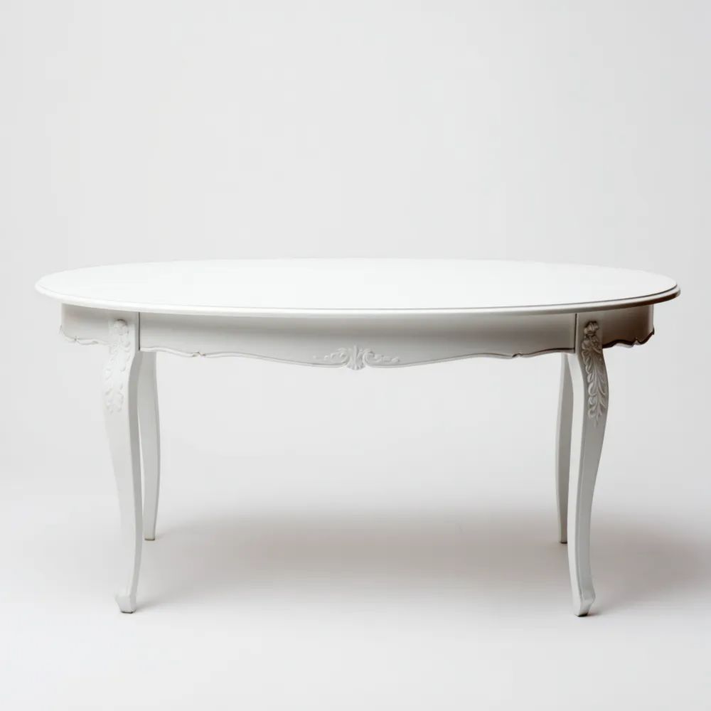 Tavolo da pranzo ovale 180x90x75 cm – Bianco – Stile Classico