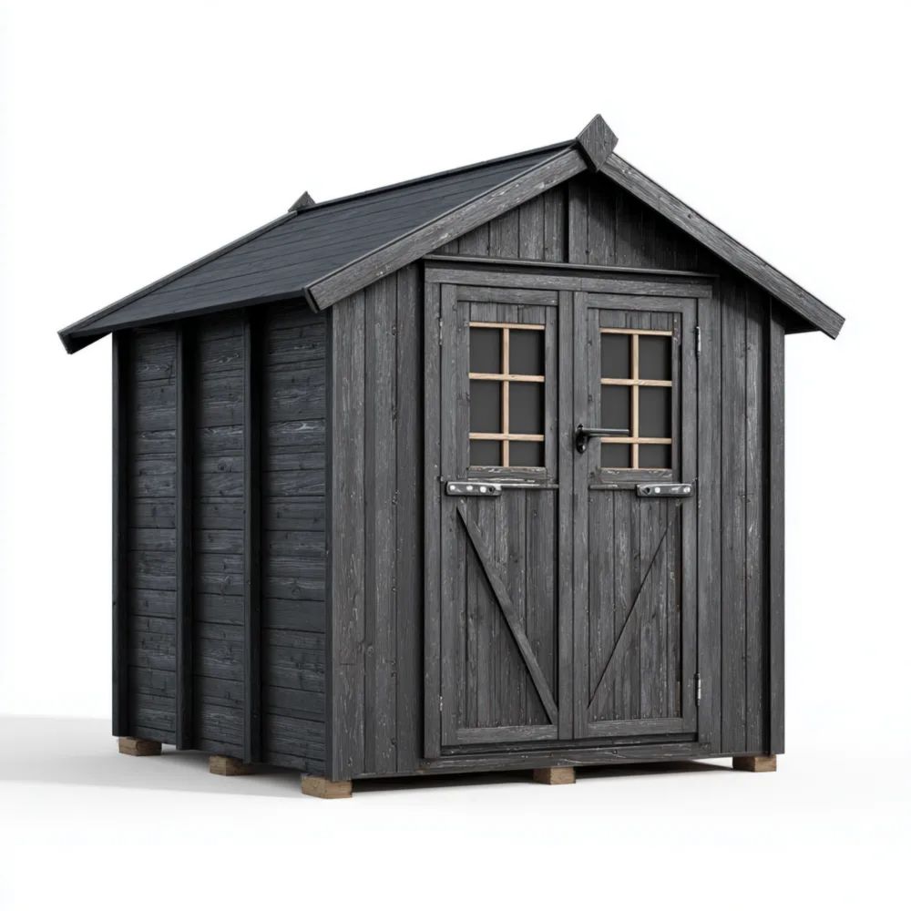 Casetta da giardino in legno 200x150x210 cm – Grigio scuro – Design classico