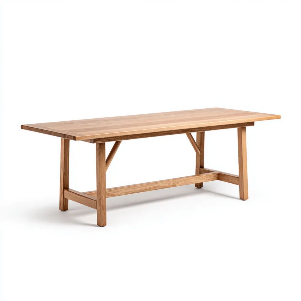 Tavolo da pranzo in legno massello 200x90x75 cm - Naturale - Design tradizionale