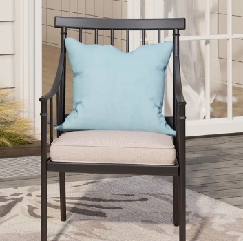  Powder Coated Steel Outdoor Dining Armchair with Cushion (Set of 2)