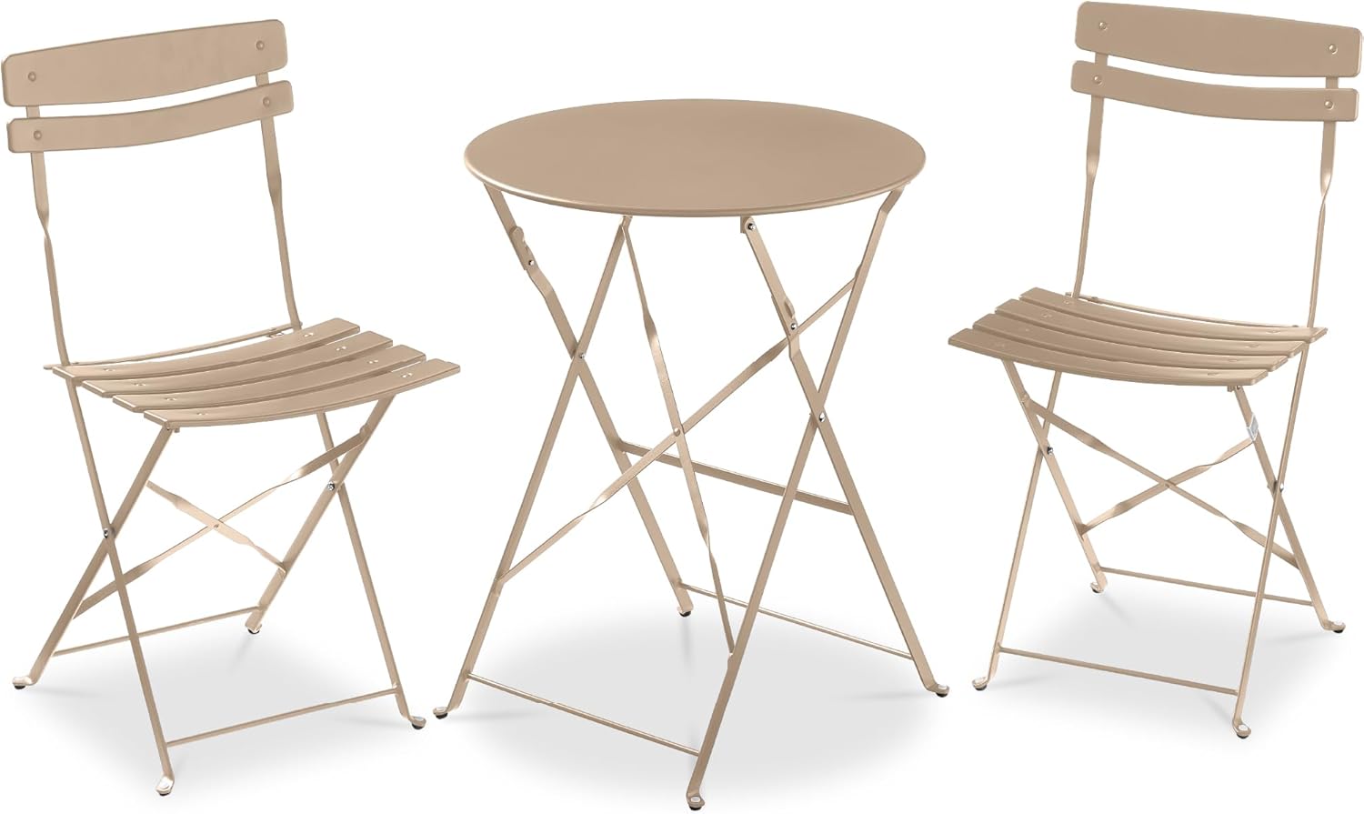 Best Choice Products 3-Piece Bistro Set, Space Saving Folding Design, Solid Steel, Outdoor Patio Furniture Set w/ 2 Chairs, Bistro Table - Sage