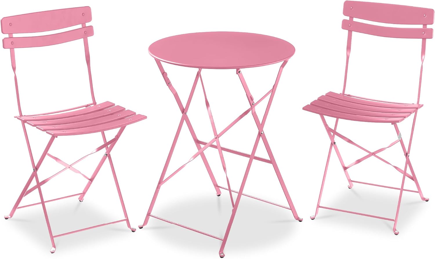 Best Choice Products 3-Piece Bistro Set, Space Saving Folding Design, Solid Steel, Outdoor Patio Furniture Set w/ 2 Chairs, Bistro Table - Sage