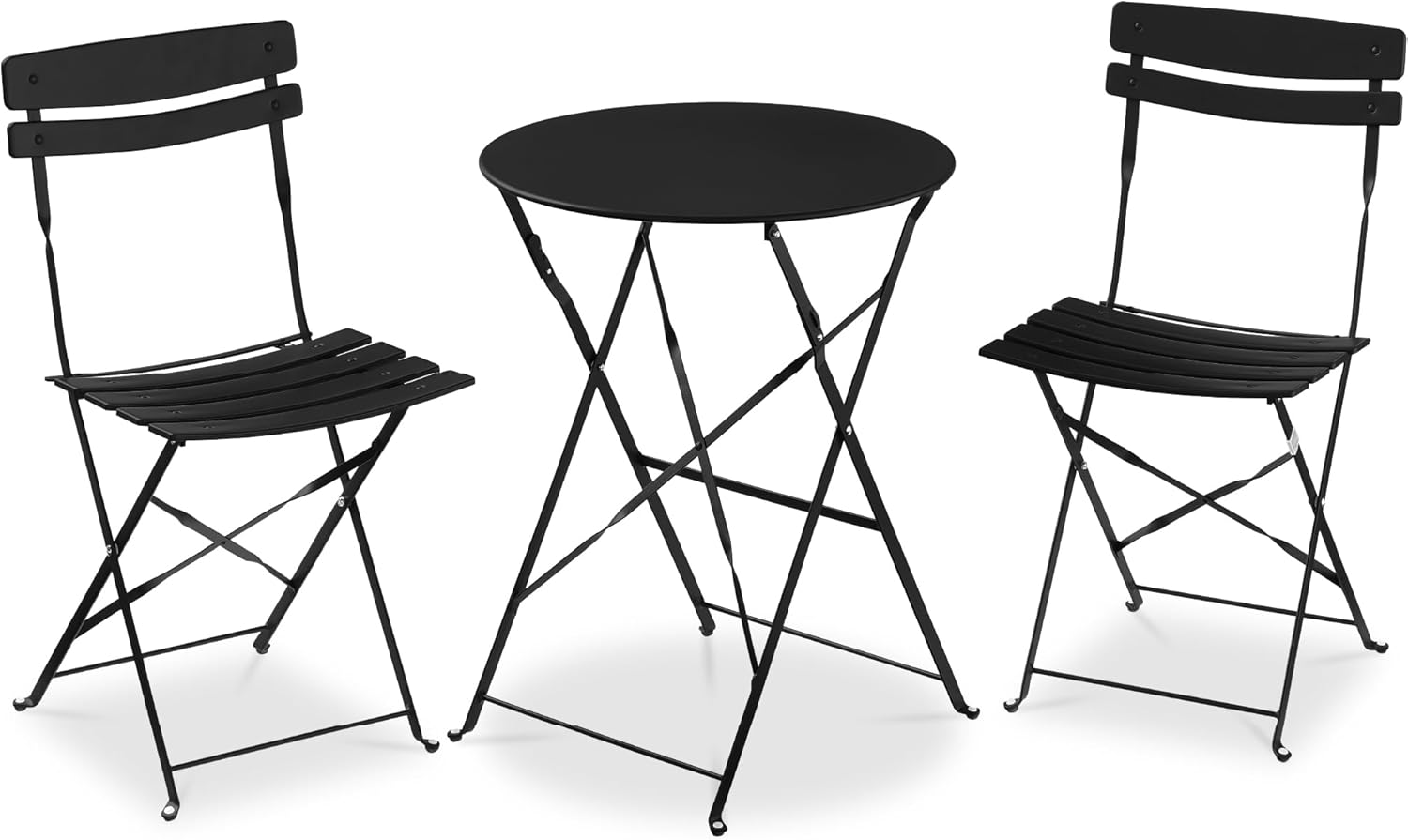 Best Choice Products 3-Piece Bistro Set, Space Saving Folding Design, Solid Steel, Outdoor Patio Furniture Set w/ 2 Chairs, Bistro Table - Sage