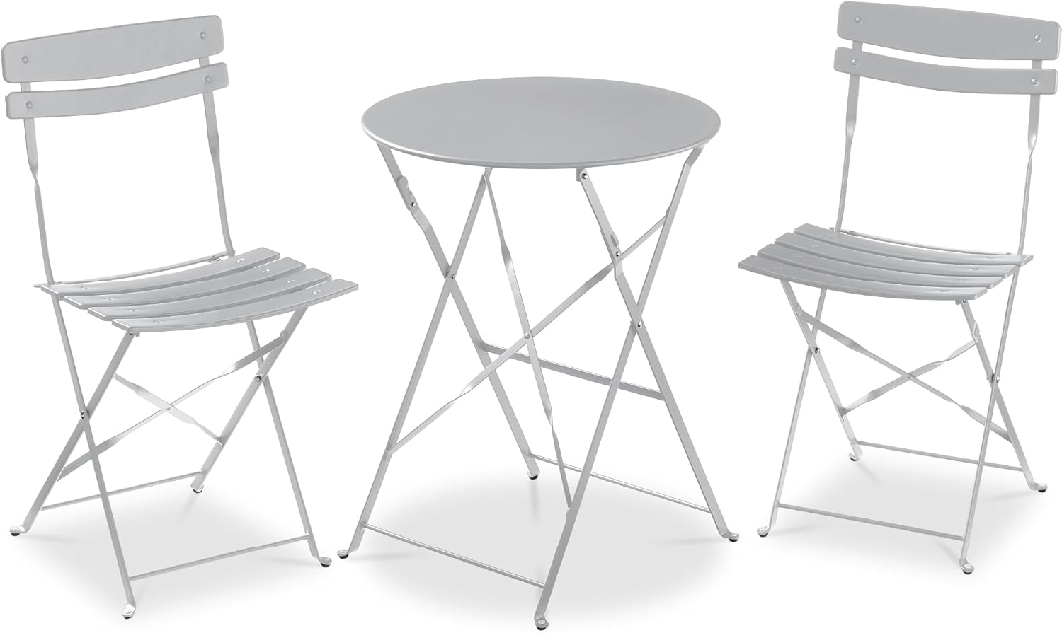 Best Choice Products 3-Piece Bistro Set, Space Saving Folding Design, Solid Steel, Outdoor Patio Furniture Set w/ 2 Chairs, Bistro Table - Sage