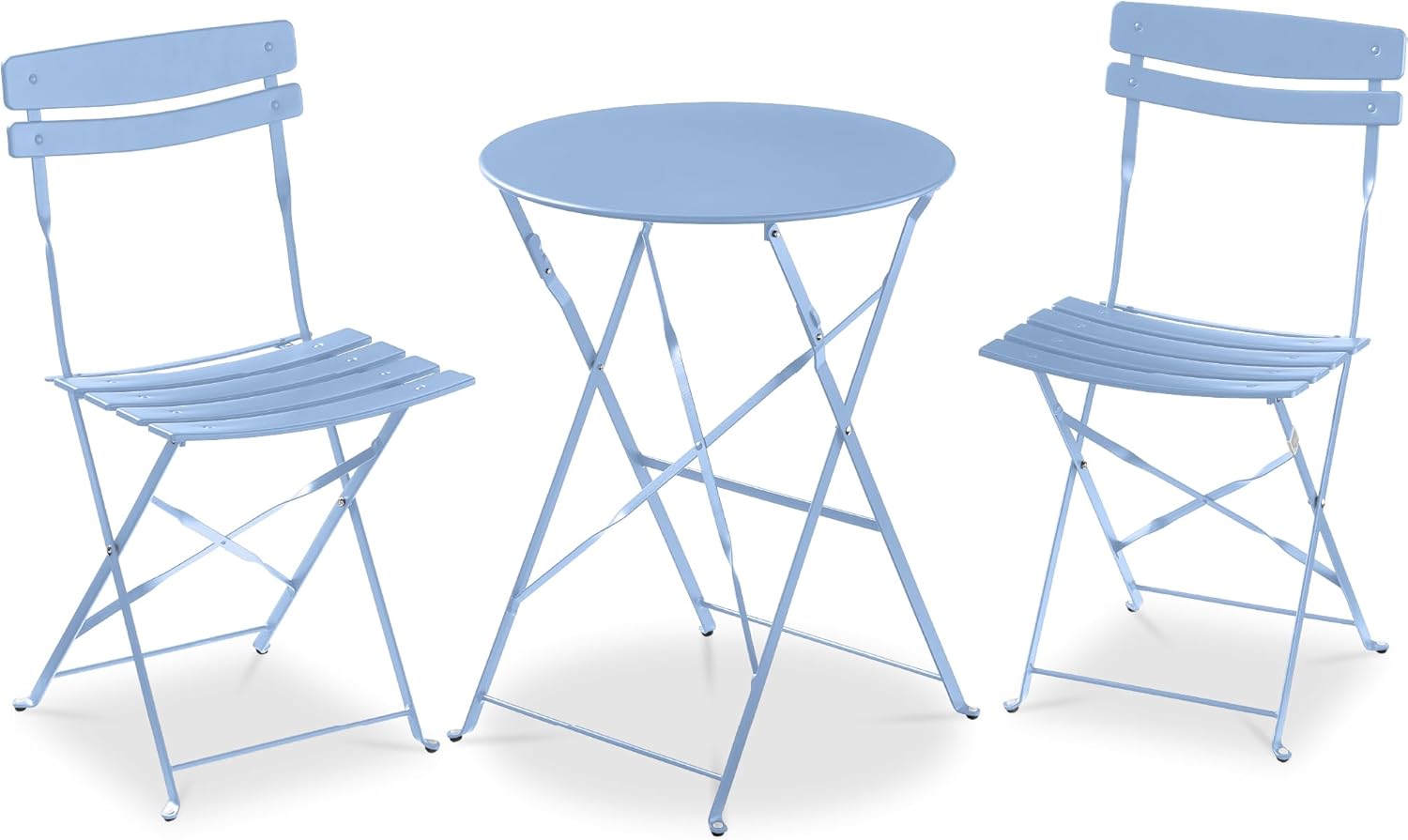 Best Choice Products 3-Piece Bistro Set, Space Saving Folding Design, Solid Steel, Outdoor Patio Furniture Set w/ 2 Chairs, Bistro Table - Sage