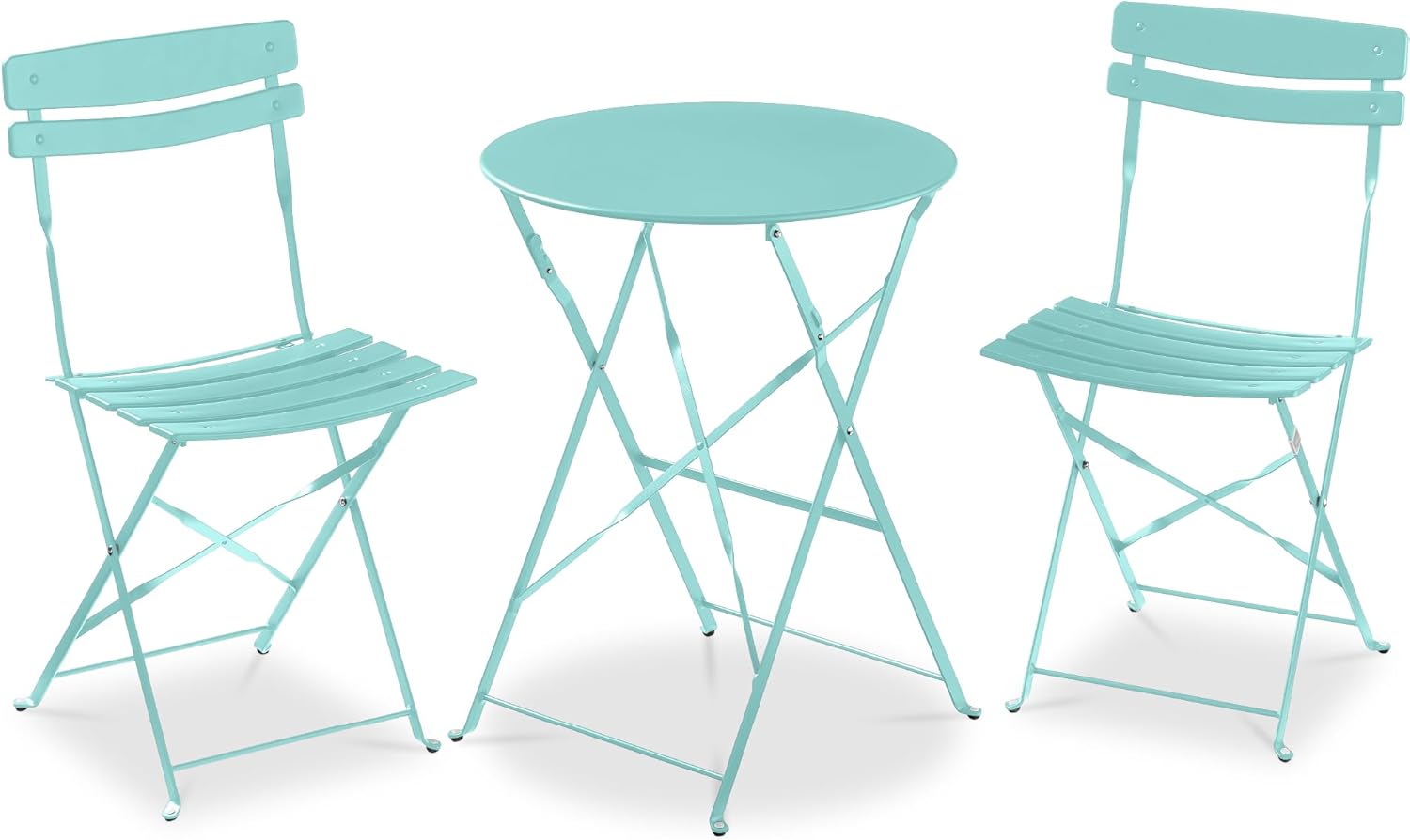Best Choice Products 3-Piece Bistro Set, Space Saving Folding Design, Solid Steel, Outdoor Patio Furniture Set w/ 2 Chairs, Bistro Table - Sage