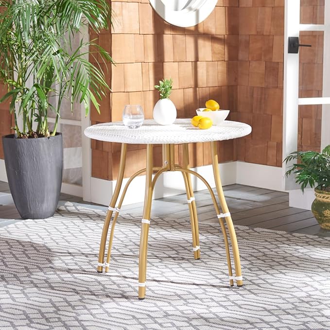 PAT4011C Outdoor Kylie White Rattan Bistro Table