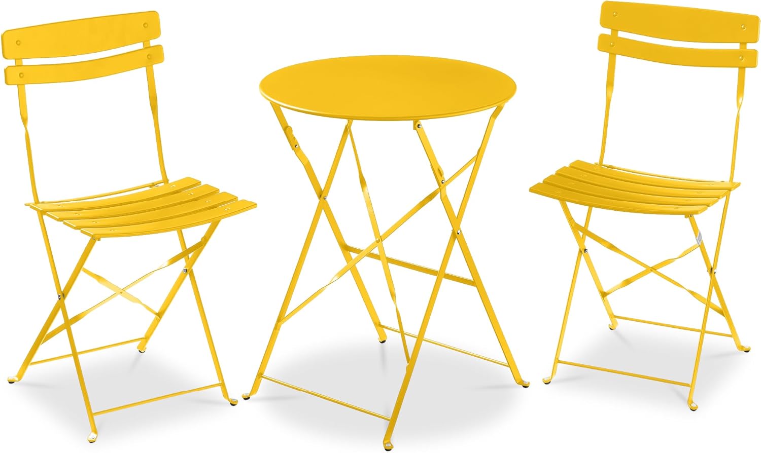 Best Choice Products 3-Piece Bistro Set, Space Saving Folding Design, Solid Steel, Outdoor Patio Furniture Set w/ 2 Chairs, Bistro Table - Sage