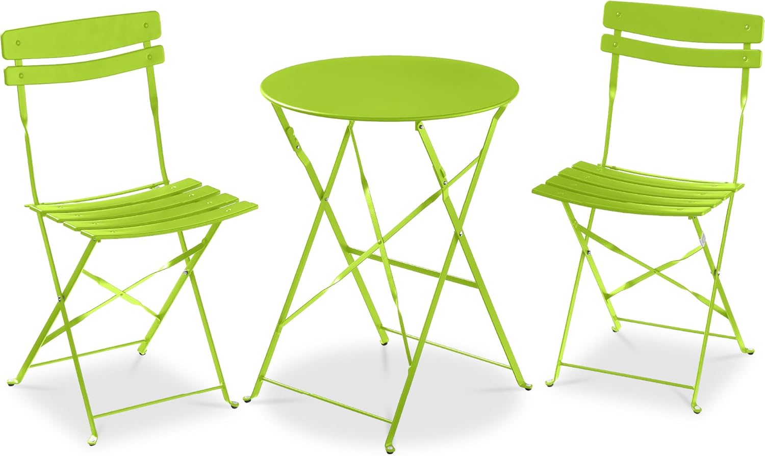 Best Choice Products 3-Piece Bistro Set, Space Saving Folding Design, Solid Steel, Outdoor Patio Furniture Set w/ 2 Chairs, Bistro Table - Sage