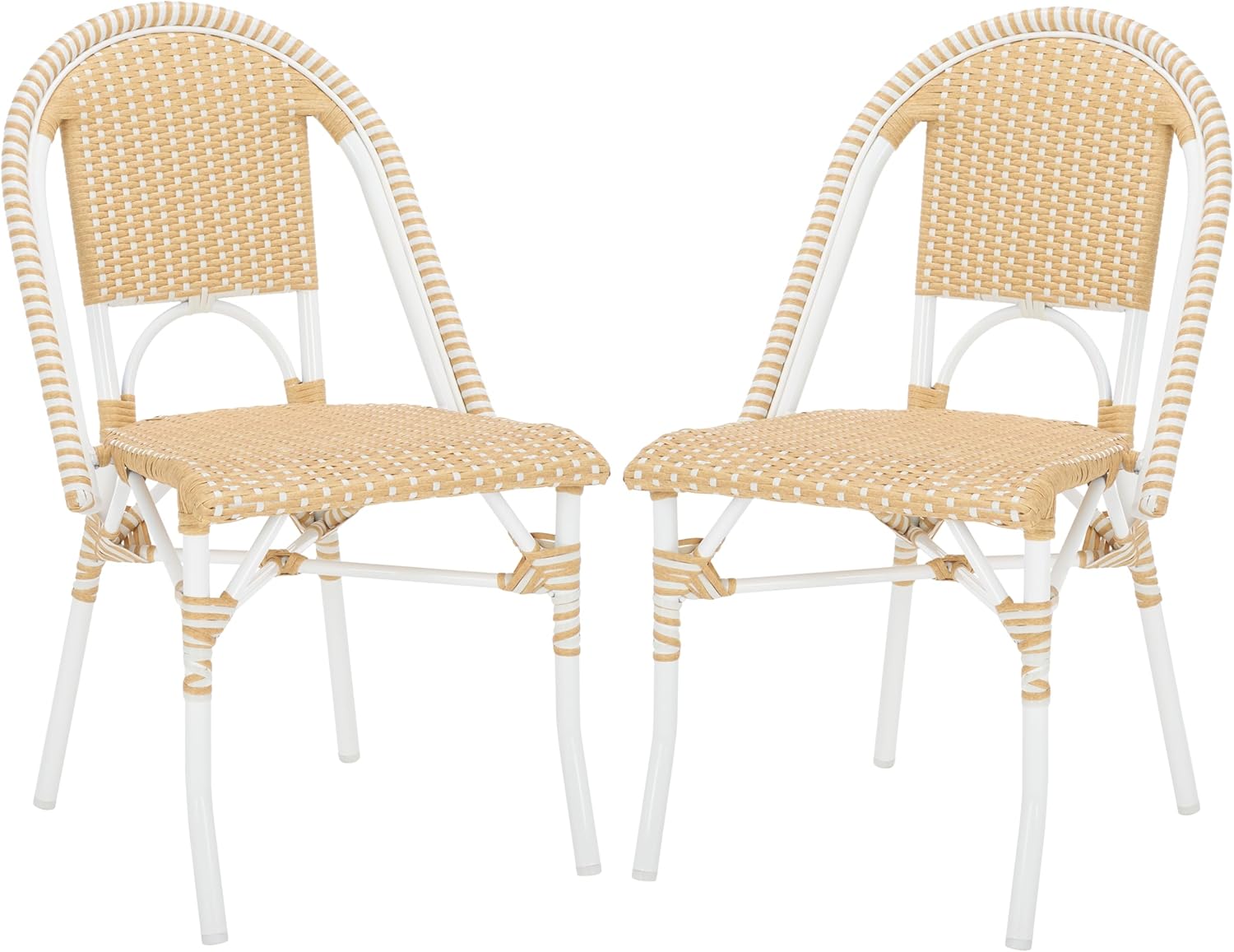  Outdoor Collection Torino White Parisian Bistro Chair Set of 2 