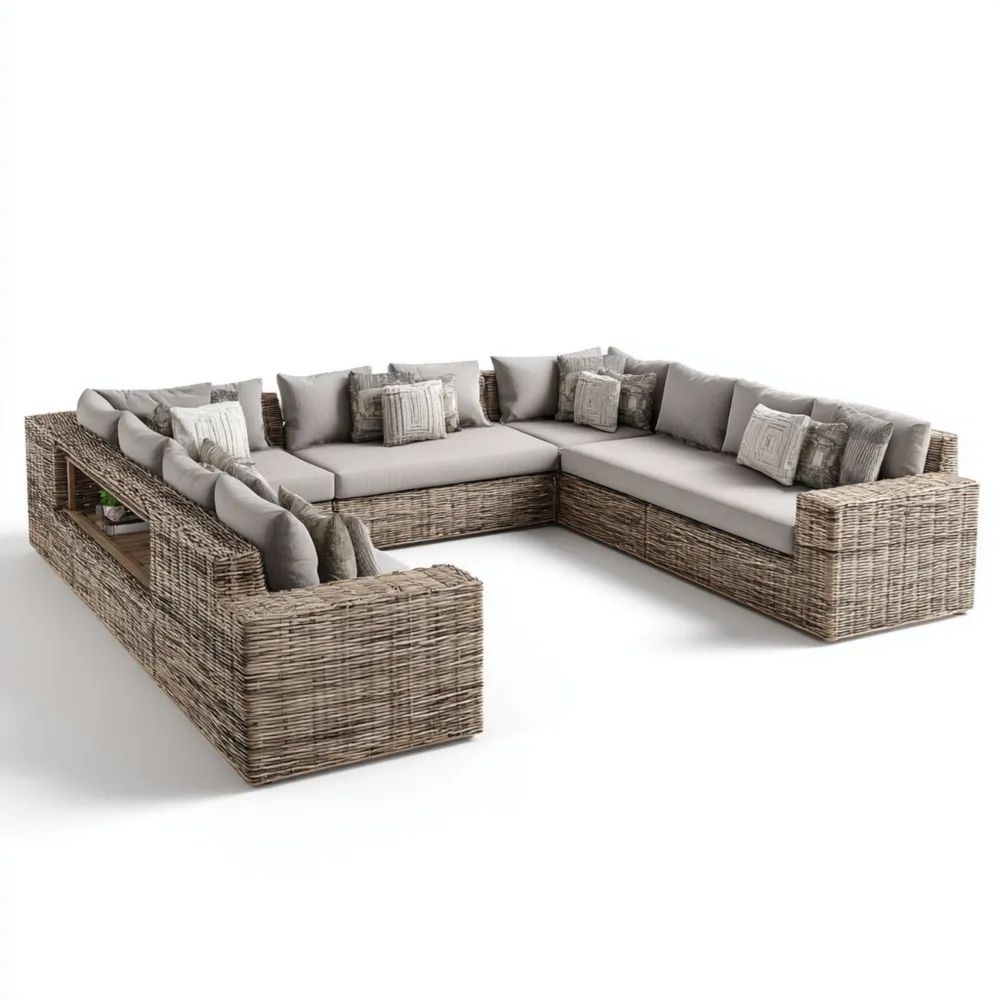 Set di divani da esterno in rattan 250x250x80 cm - Grigio - Design Moderno