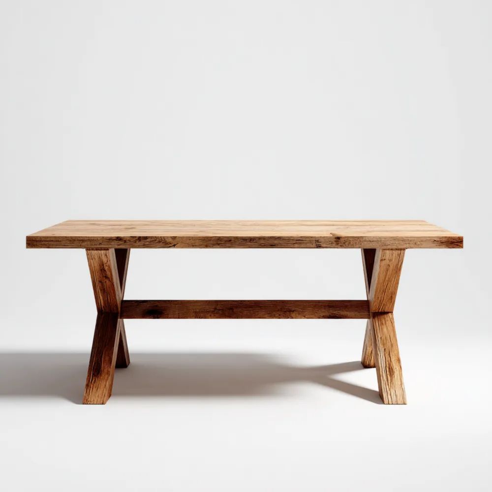 Tavolo da pranzo in legno massello 200x100x75 cm - Stile rustico