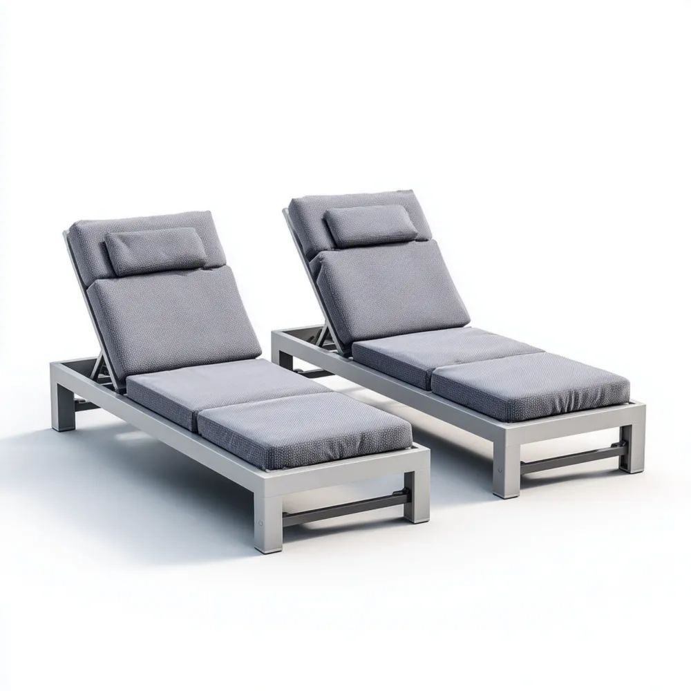 Lettini prendisole in alluminio 200x70x34 cm - Grigio - Design moderno