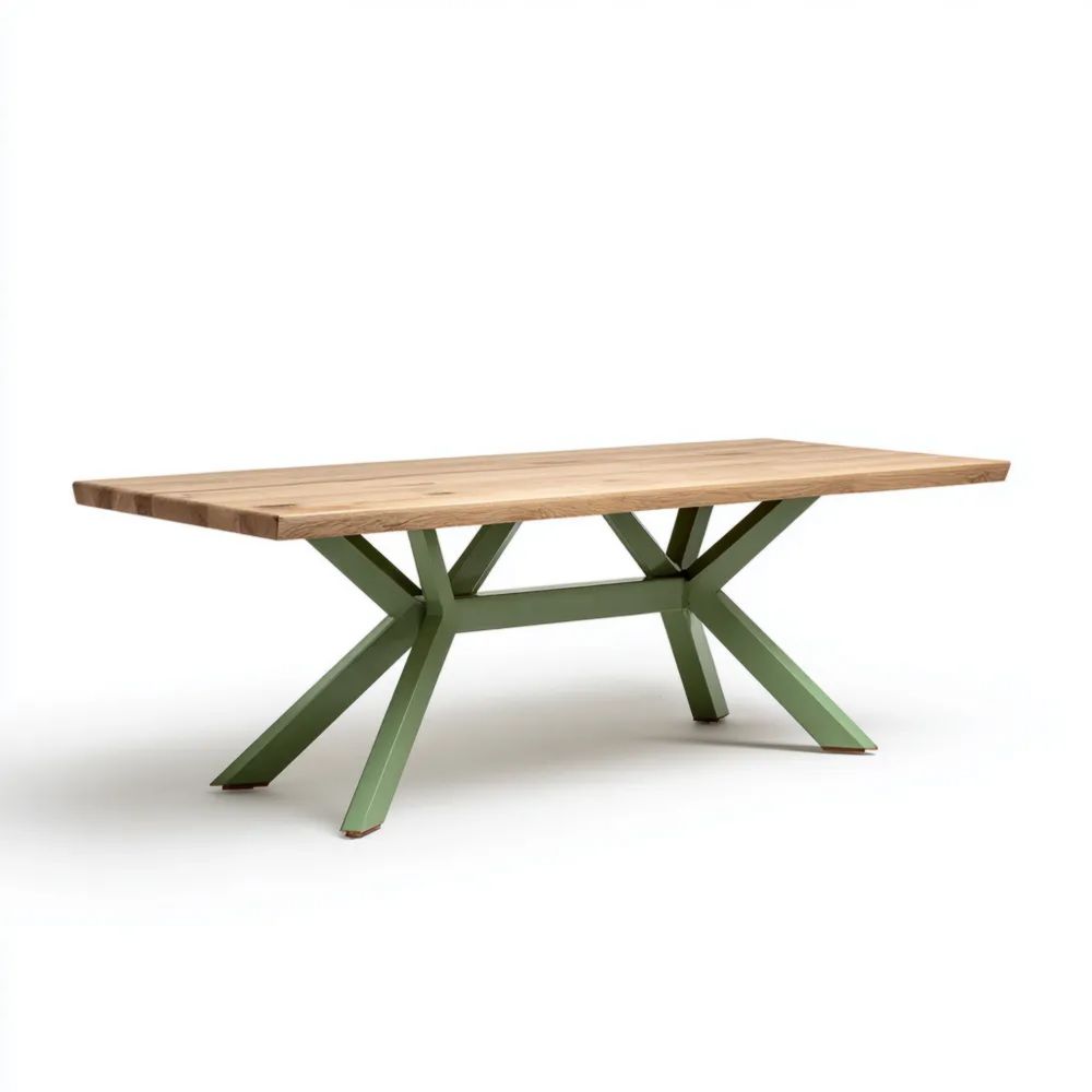 Tavolo da pranzo legno massello 200x90x75 cm - Verde Oliva - Design Moderno