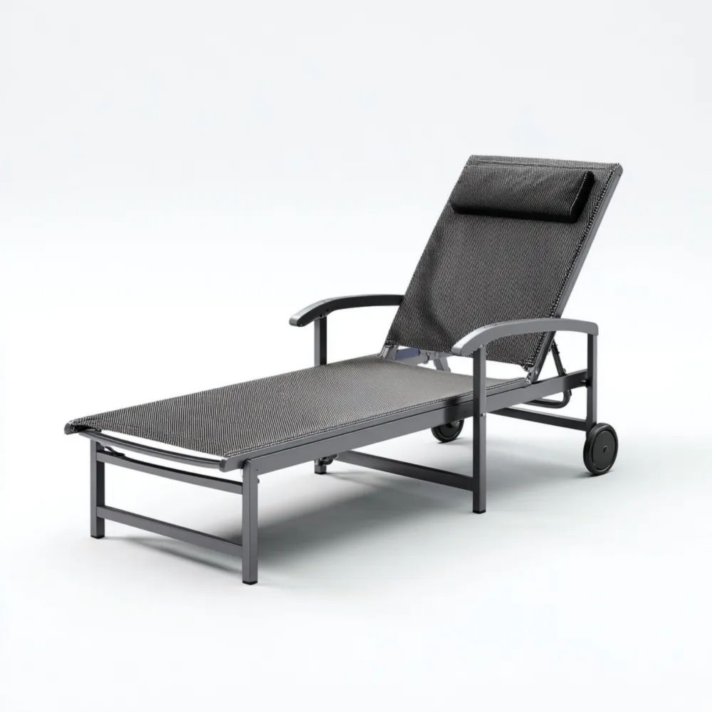 Lettino prendisole in alluminio 190x65x90 cm - Antracite - Design moderno