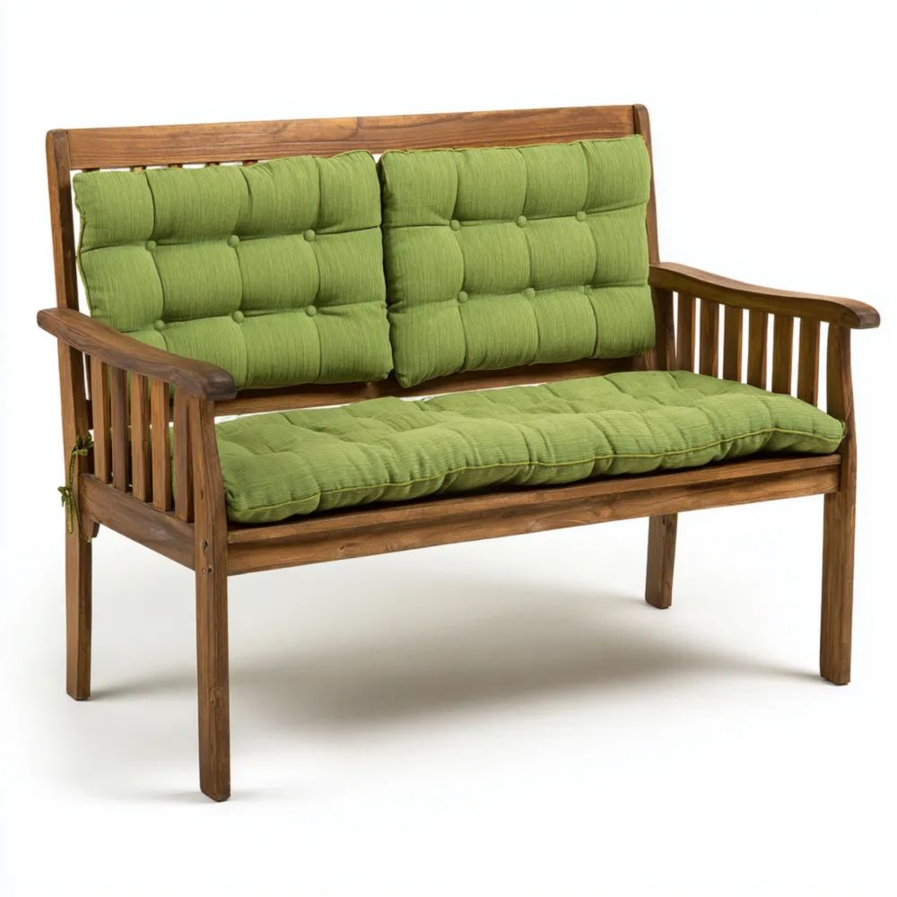 Divano a due posti in legno 120x65x85 cm con cuscini Verde