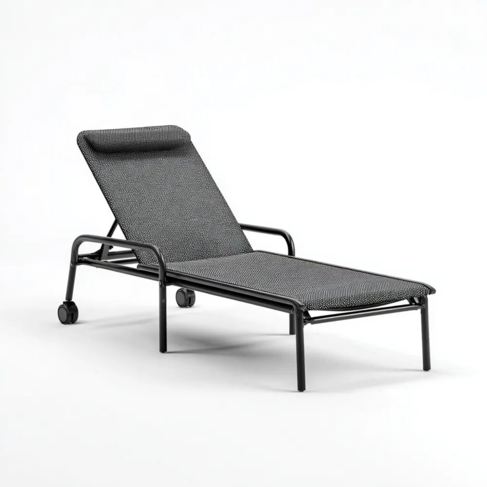 Lettino prendisole acciaio 200x65x35 cm Nero - design moderno