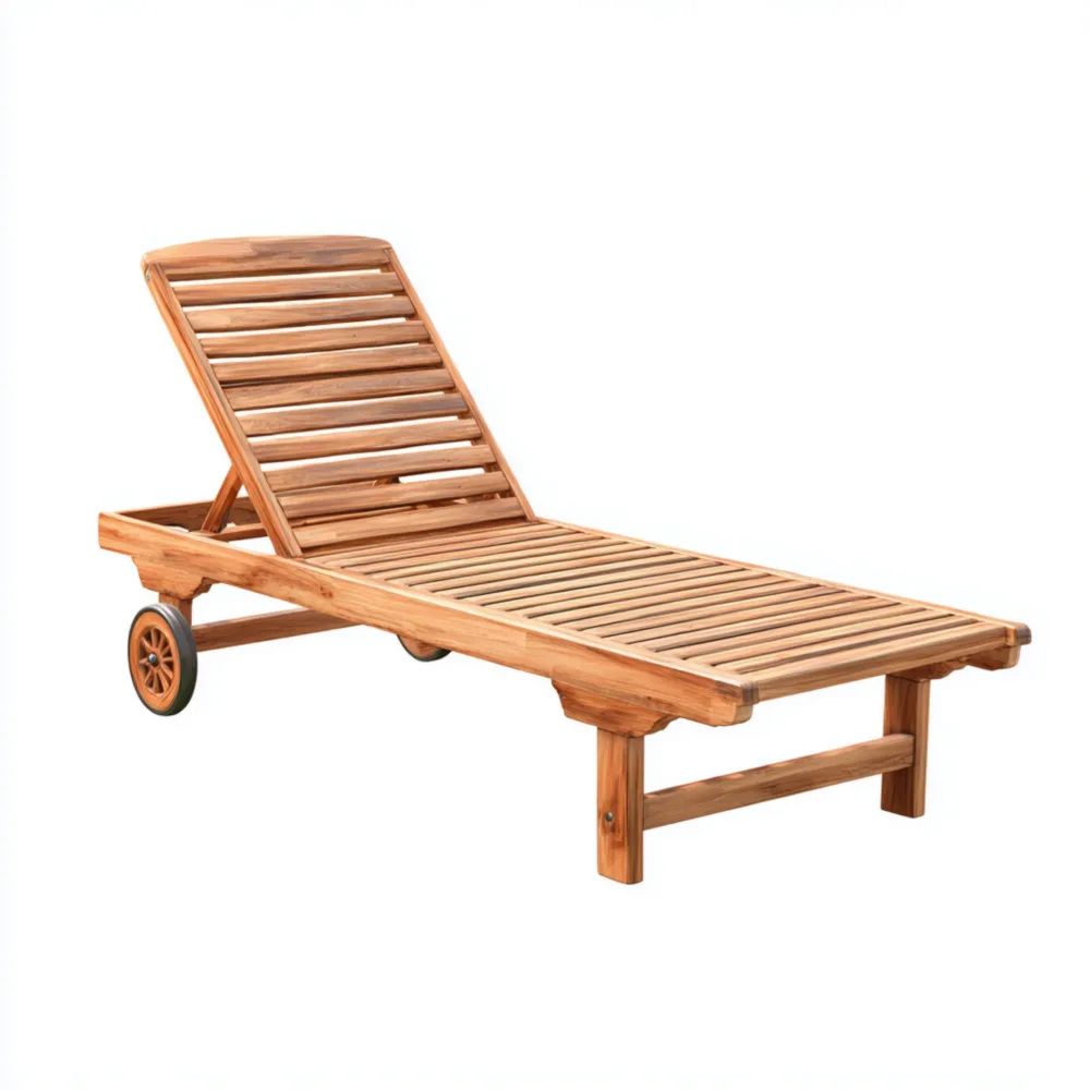 Lettino prendisole in legno di teak regolabile 200x60x35 cm – Design classico