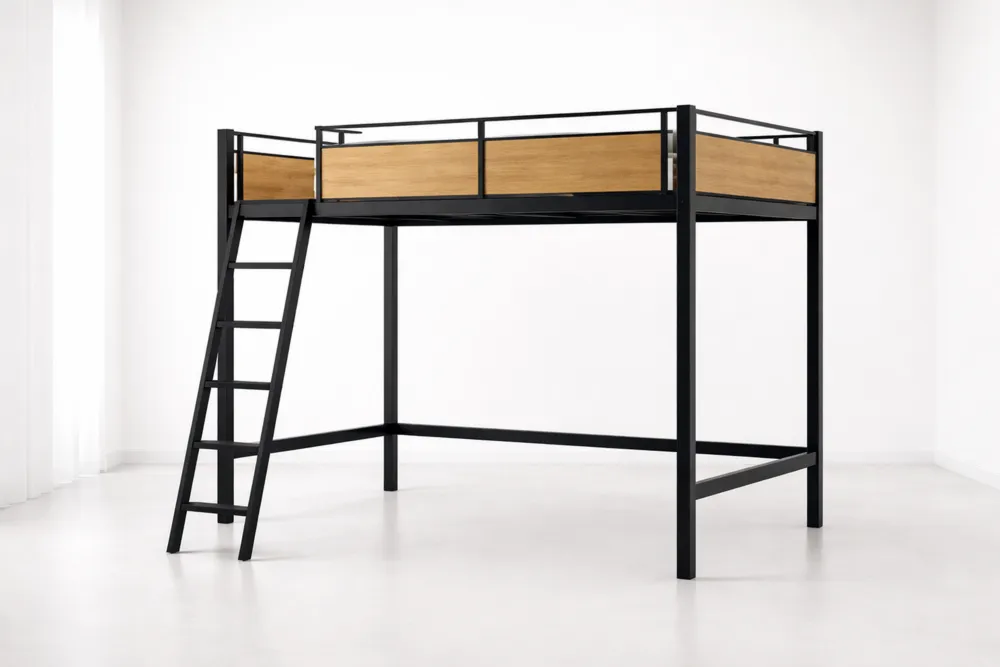 Lit mezzanine en métal et chêne-Formavelo