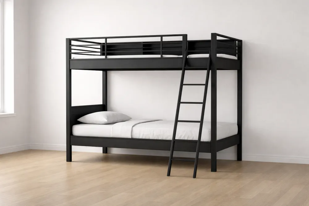 Lit superposé en métal Noir avec échelle intégrée-Formavelo