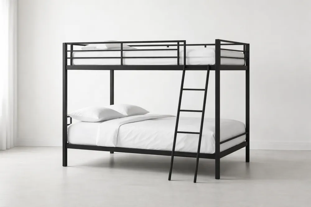 Lit superposé en métal noir 90x200×160 cm-Formavelo